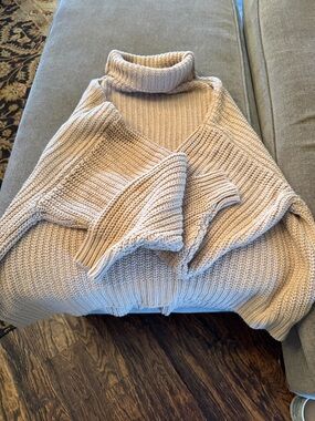 Free People Cozy Cream Turtleneck Knit Sweater for Women